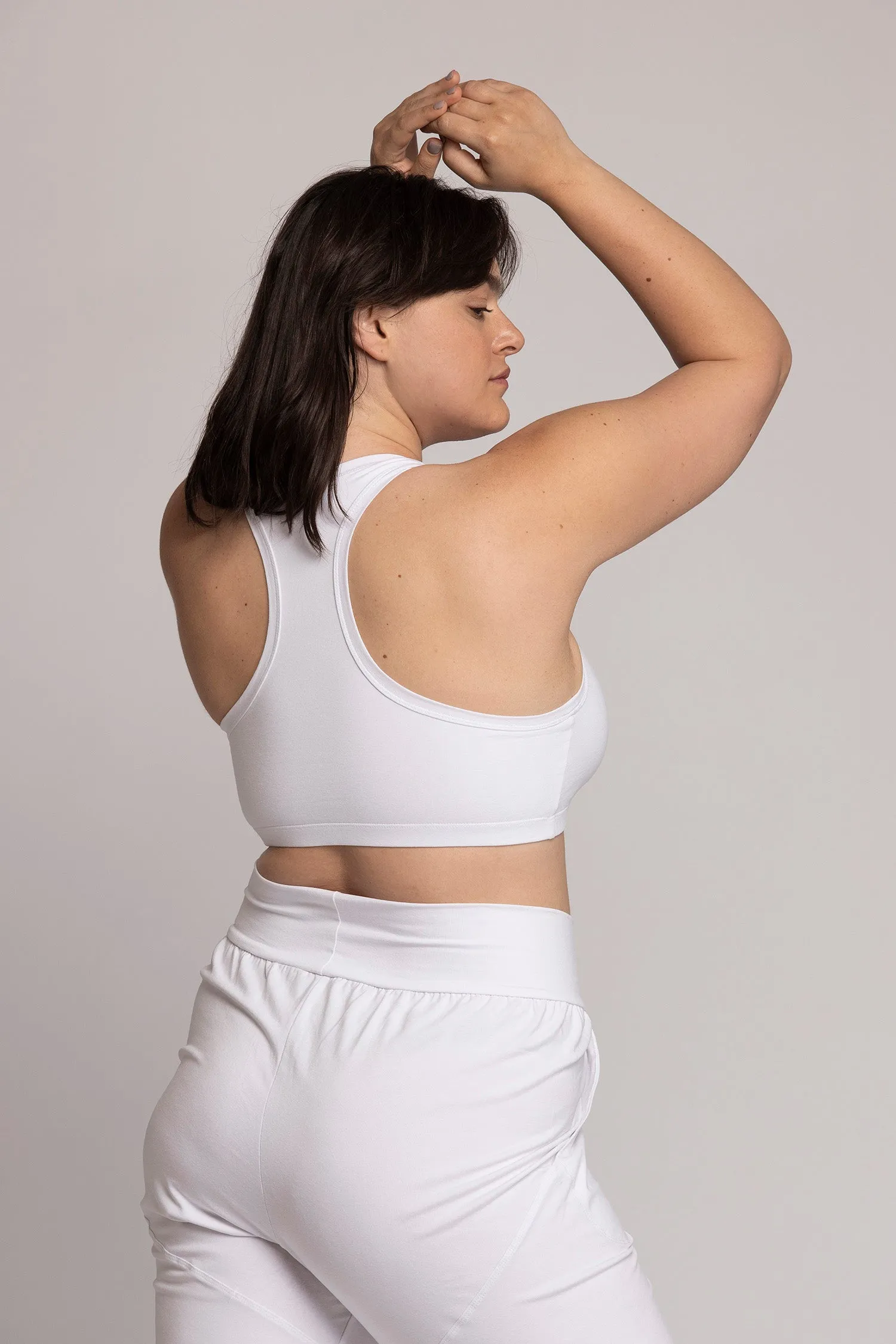 Organic Cotton Pure White Racer-Back Bra