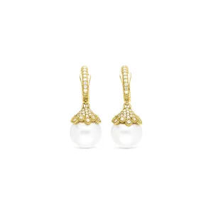 Paloma Small Earrings with Freshwater Pearls and Diamonds in 18K