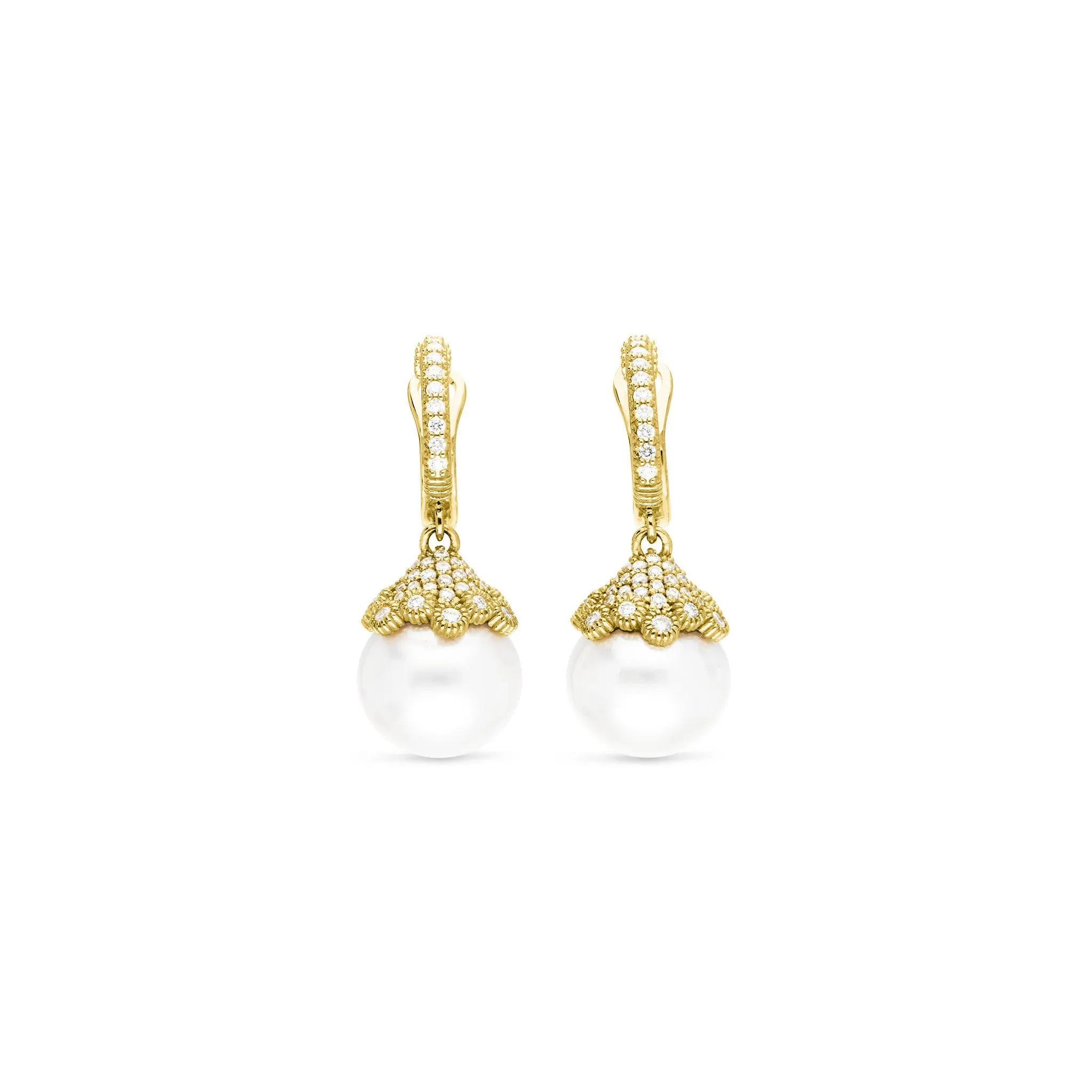 Paloma Small Earrings with Freshwater Pearls and Diamonds in 18K