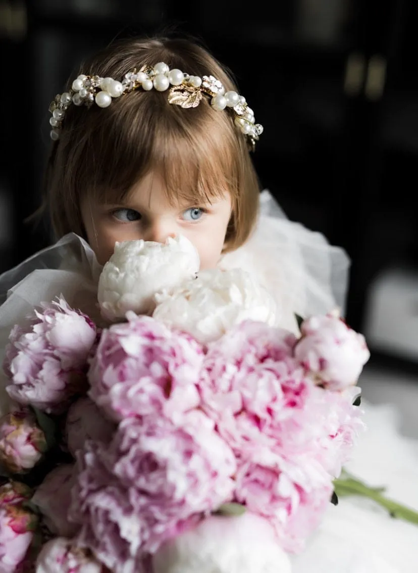 Pearl with Gold Leaf Hair Sash