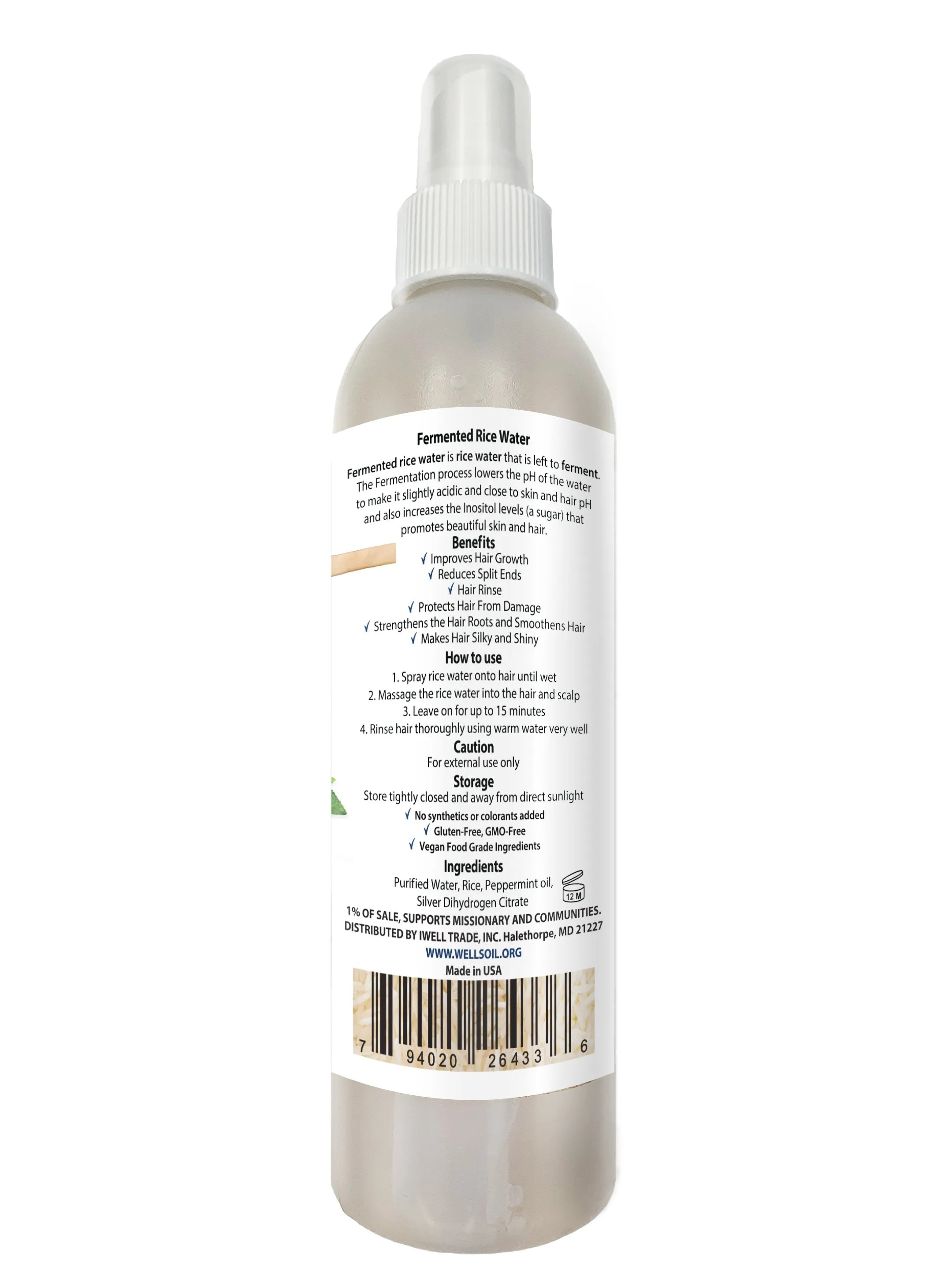 Rice Peppermint Water Spray 8oz