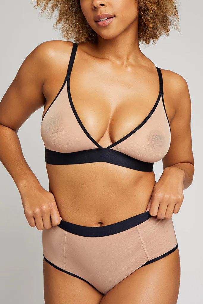 Sieve Triangle Bra in Buff   Black