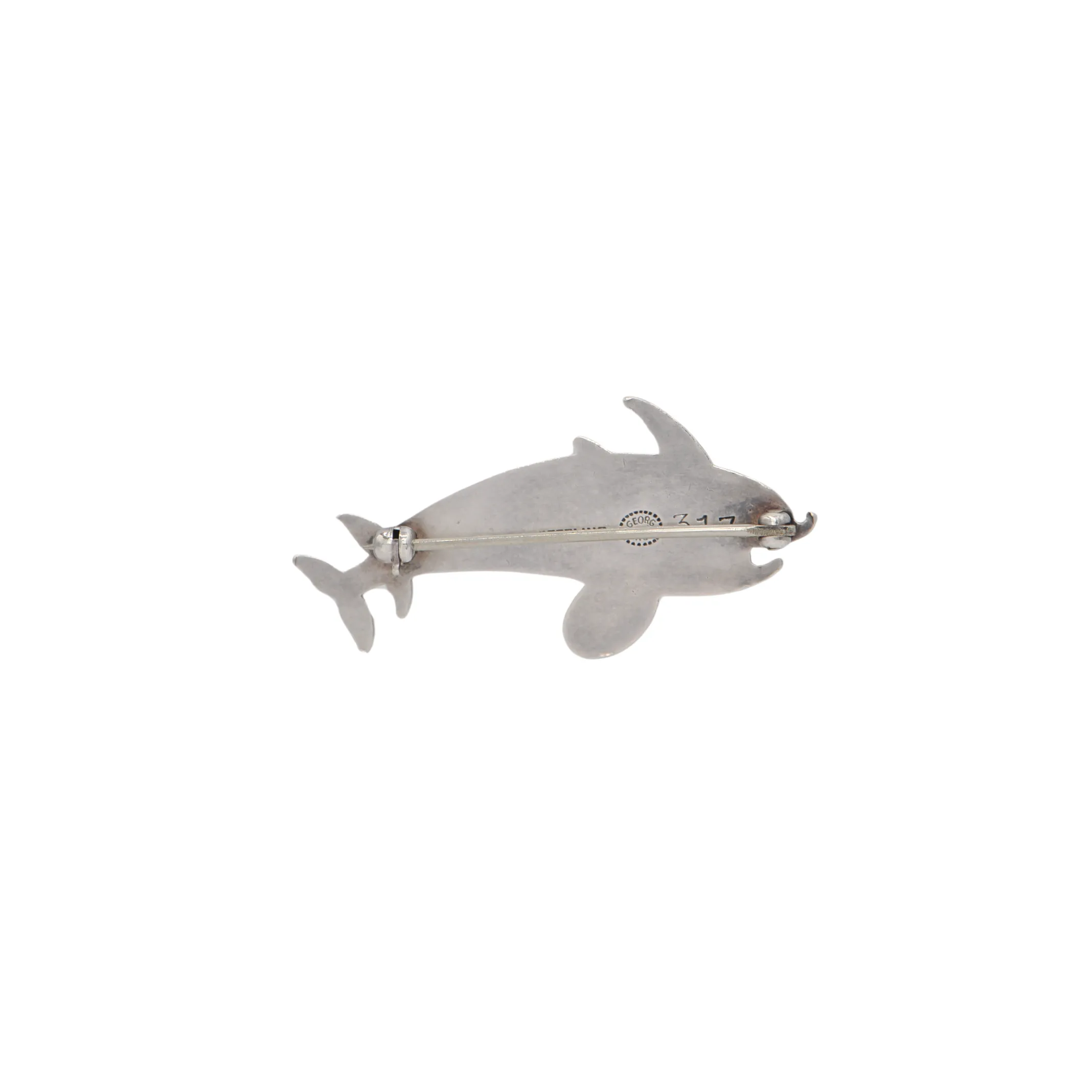 Signed Georg Jensen Double Dolphin #317 Sterling Silver Brooch