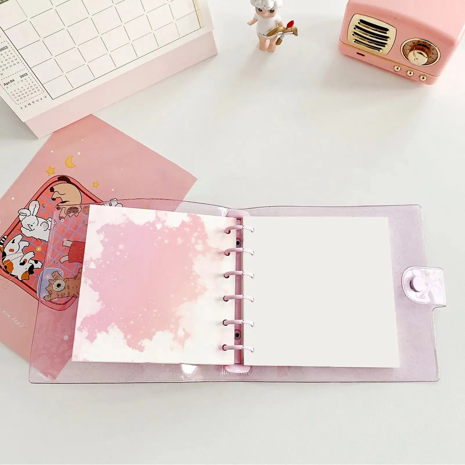 Square Glittering Shell Loose Leaf Pocket Book Binder