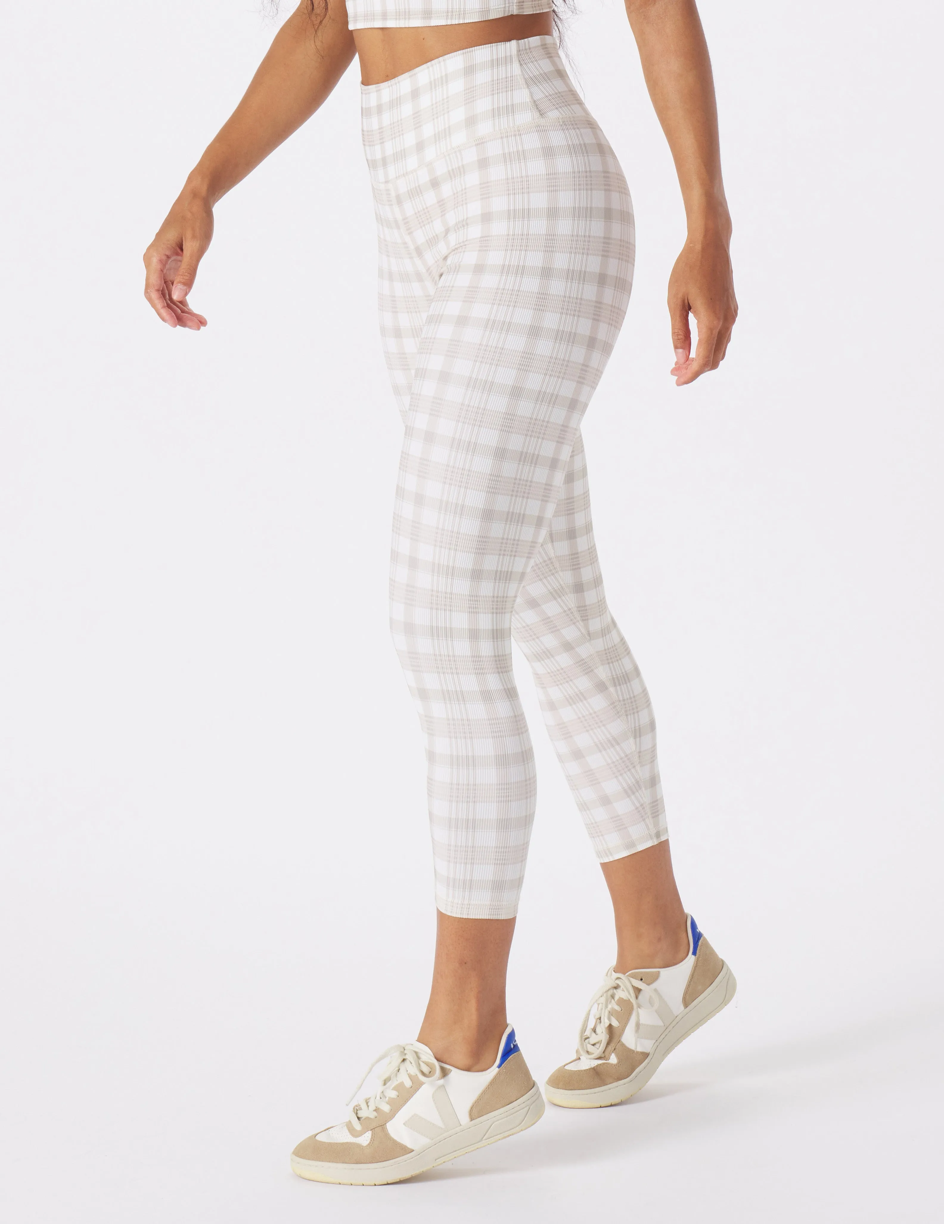 Sultry 7/8 Legging: Linen Madras Plaid