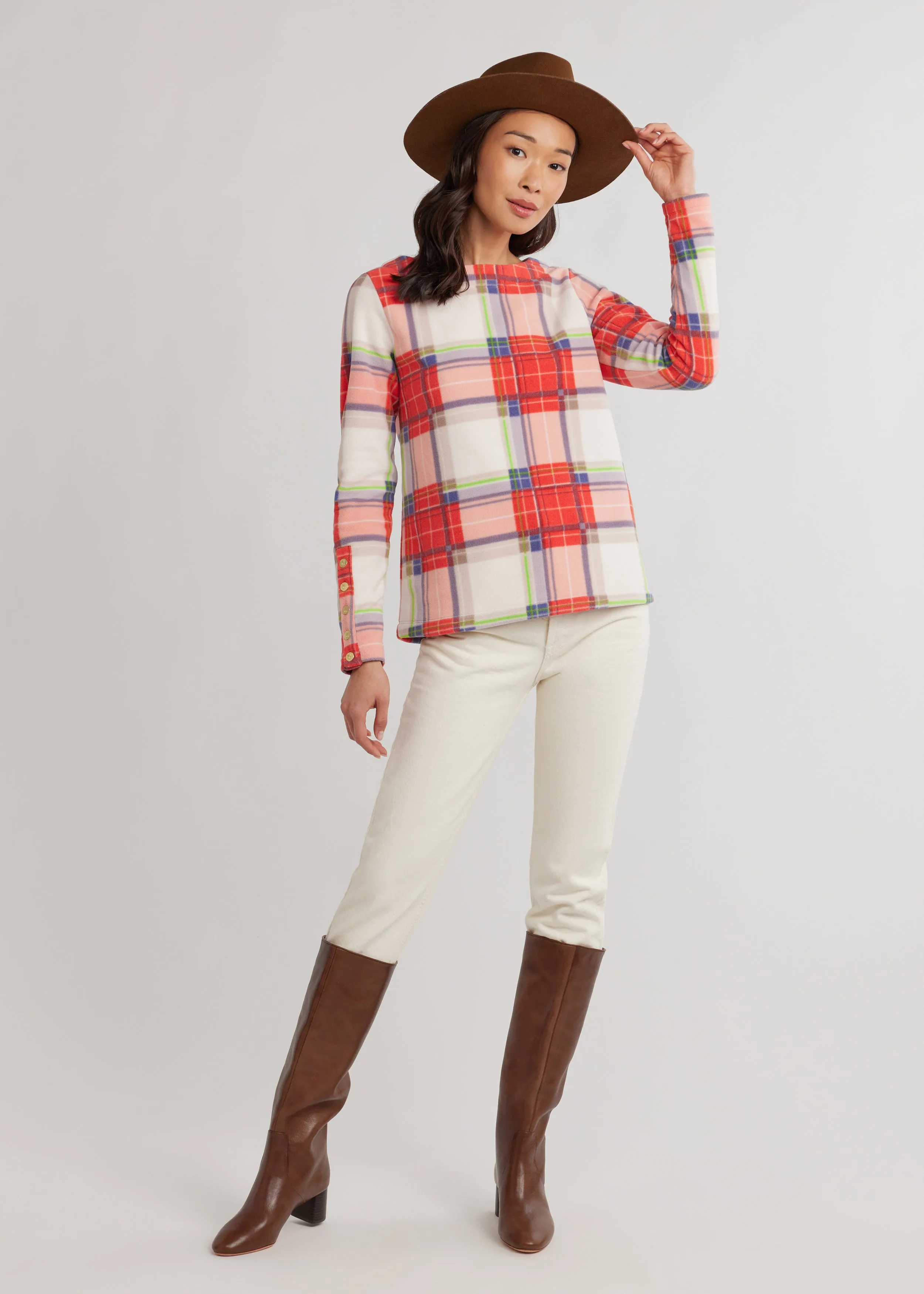 Sun Valley Snap Tee in Vello Fleece (Fall Tartan)