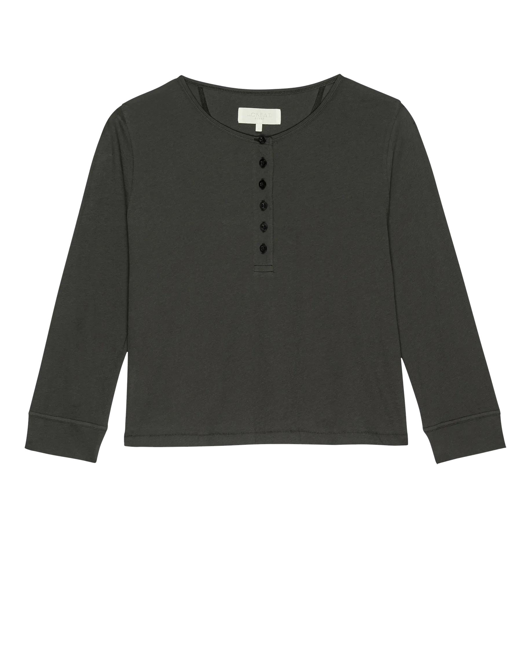 The Crop Sleep Henley. -- Washed Black