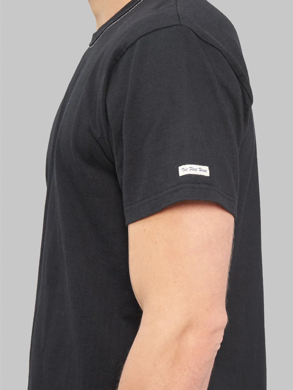 The Flat Head Loopwheeled Heavyweight Plain T-Shirt Black