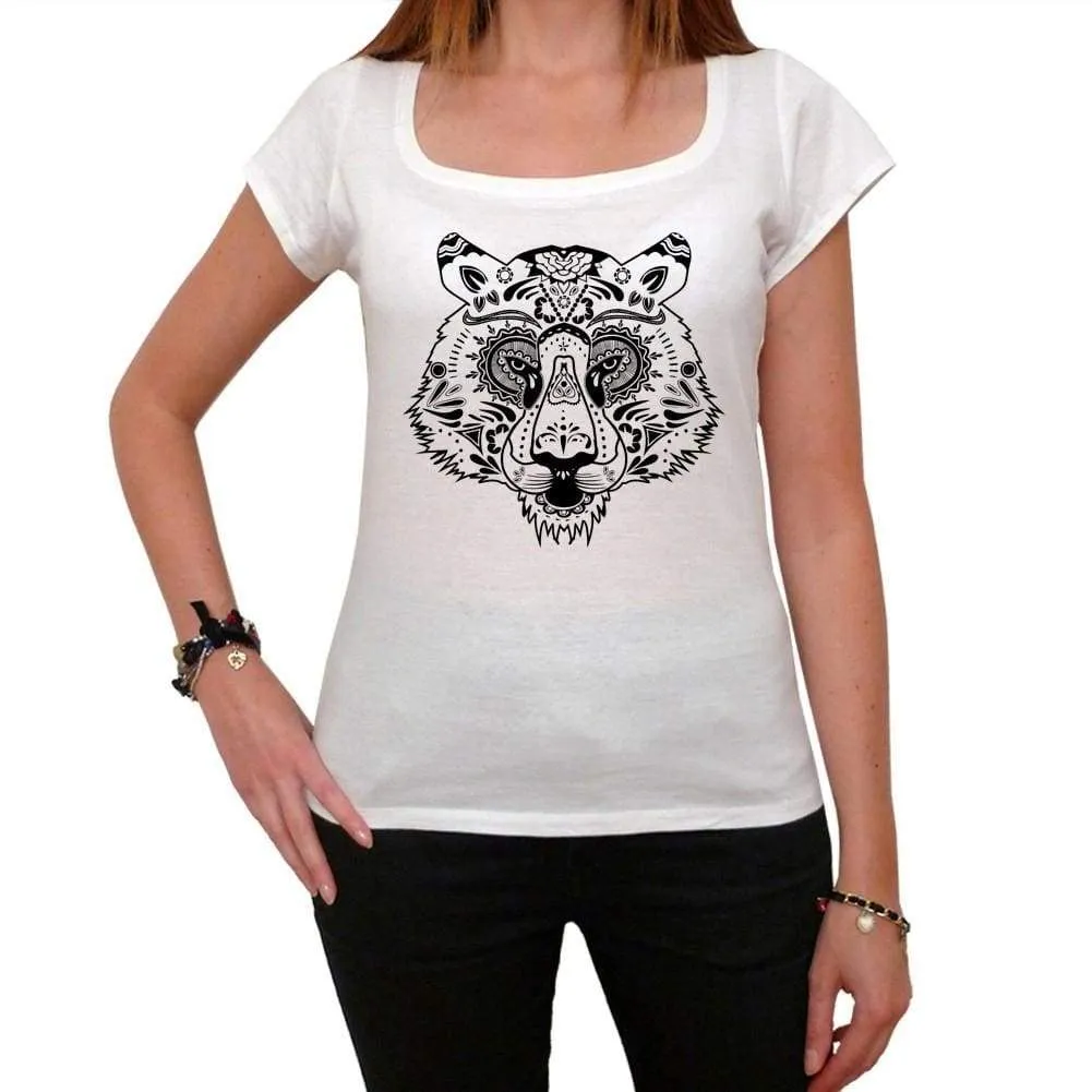 'Tiger Skull, White Women's T-shirt, 100% cotton 00188