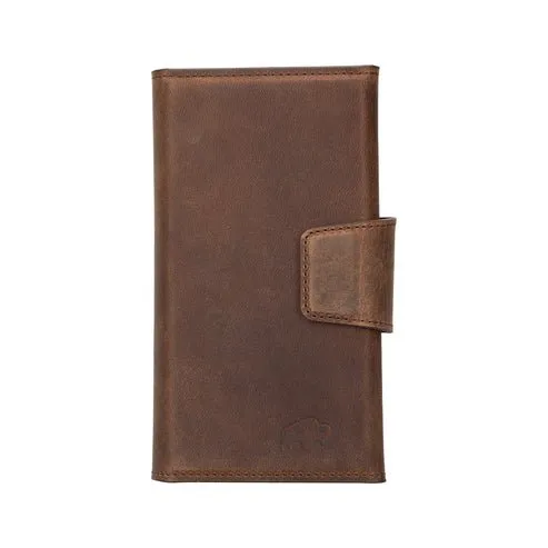 Tudor iPhone 16 Pro Wallet Case, Distressed Coffee