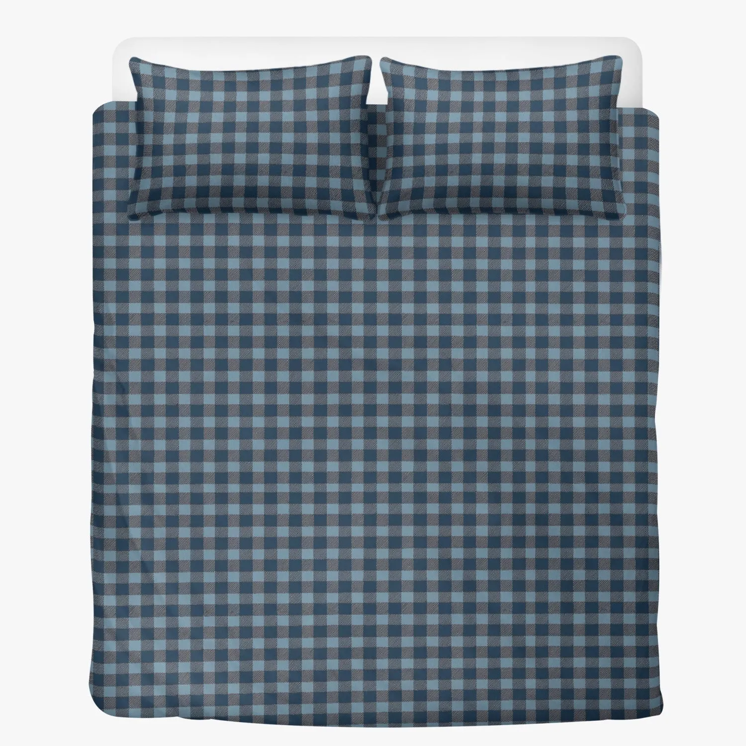 Vampire Art 3-Piece Retro Polyester Bedding Set - Blue Plaid