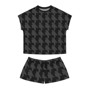 Vampire Art Grunge Houndstooth Black and Charcoal Women's Short Pajama Set Pyjamas