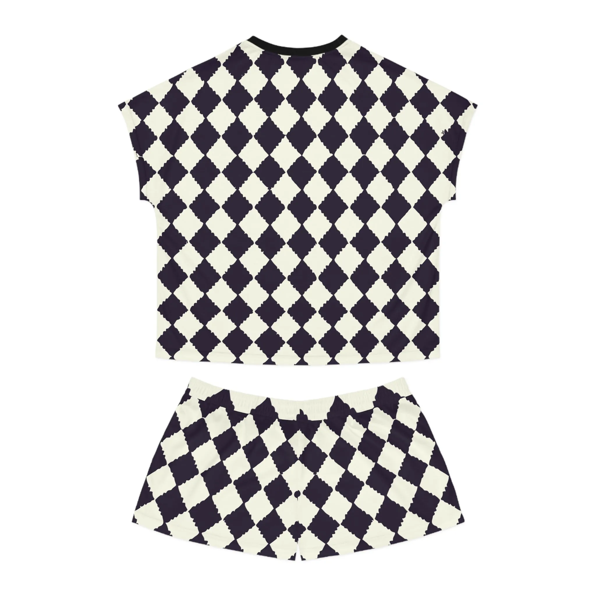 Vampire Art Grunge Monochromatic Argyle Black and White Women's Short Pajama Set Pyjamas