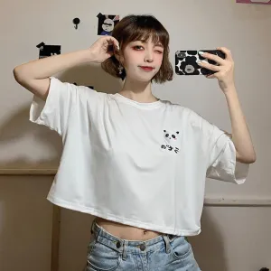 Women's Cute Panda Embroidered T-shirts